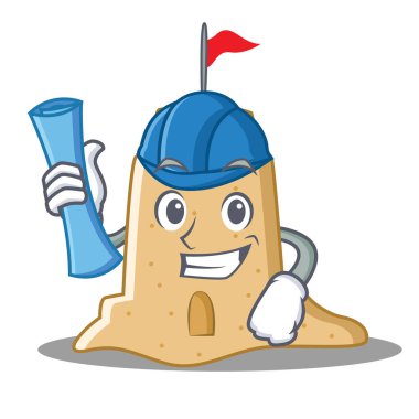 Mimar sandcastle karakter karikatür tarzı