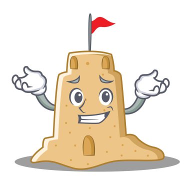 Sırıtan sandcastle karakter karikatür tarzı