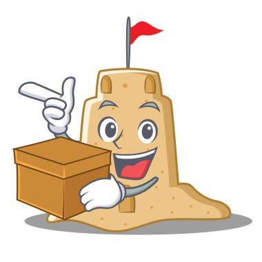 Kutusu sandcastle karakter karikatür tarzı ile