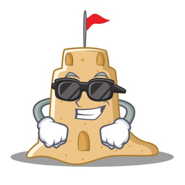 Süper cool sandcastle karakter karikatür tarzı