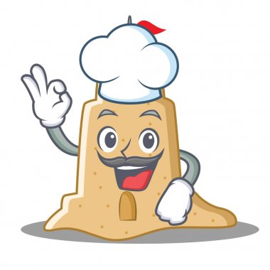 Şef sandcastle karakter karikatür tarzı