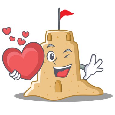 Kalp sandcastle karakter karikatür tarzı ile