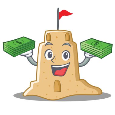 Para sandcastle karakter karikatür tarzı ile