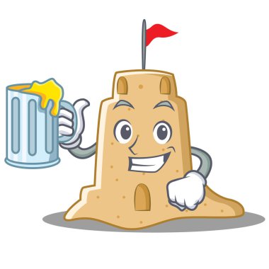 Suyu sandcastle karakter karikatür tarzı ile