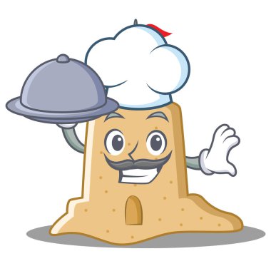 Şef gıda sandcastle karakter karikatür tarzı ile
