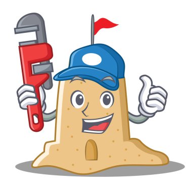 Tesisatçı sandcastle karakter karikatür tarzı