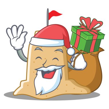 Noel Baba hediye sandcastle karakter karikatür tarzı ile