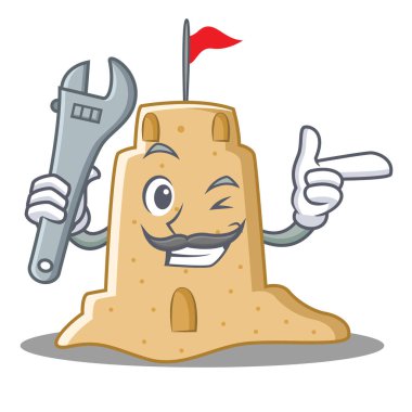 Mekanik sandcastle karakter karikatür tarzı