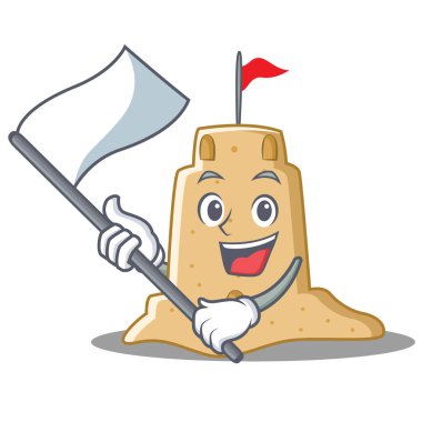 Bayrak sandcastle karakter karikatür tarzı ile