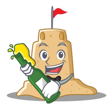 Bira sandcastle karakter karikatür tarzı ile
