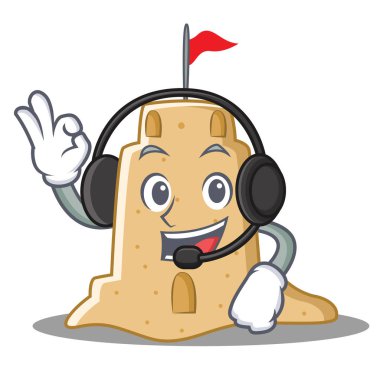 Kulaklık sandcastle karakter karikatür tarzı ile