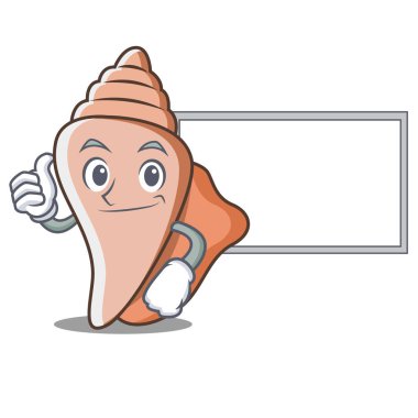 Başparmak yukarıya kurulu şirin kabuk karakter karikatür ile