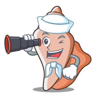 Denizci dürbün şirin kabuk karakter karikatür ile