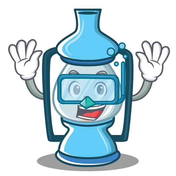 Dalış fener karakter karikatür tarzı