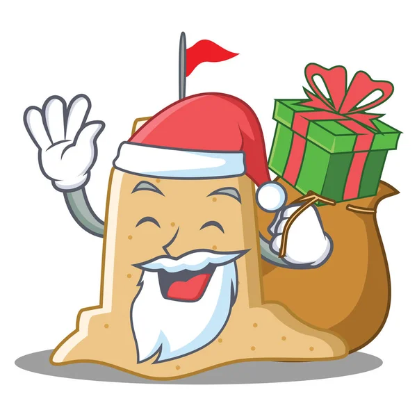 Noel Baba hediye sandcastle karakter karikatür tarzı ile