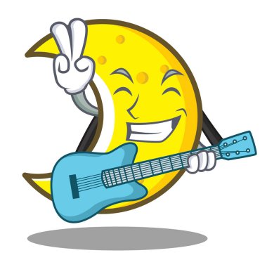 Gitar Hilal ay karakter karikatür ile
