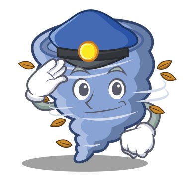 Polis kasırga karakter karikatür tarzı