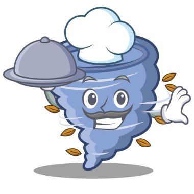 Şef gıda kasırga karakter karikatür tarzı ile