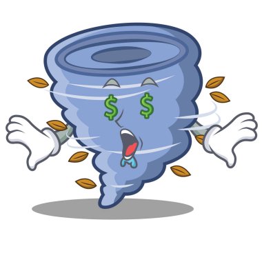 Para göz kasırga karakter karikatür tarzı