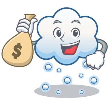 Para çantası kar bulut karakter karikatür ile