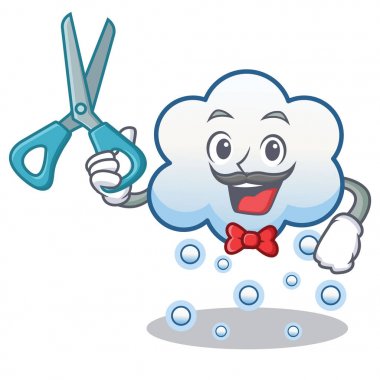 Kar bulut karakter karikatür berber