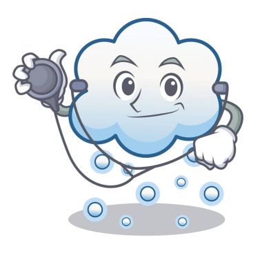 Doktor kar bulut karakter karikatür