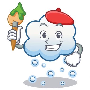 Sanatçı kar bulut karakter karikatür