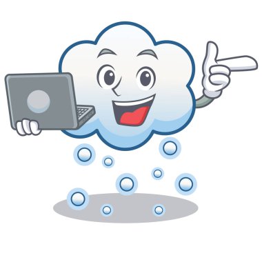 Dizüstü kar bulut karakter karikatür ile