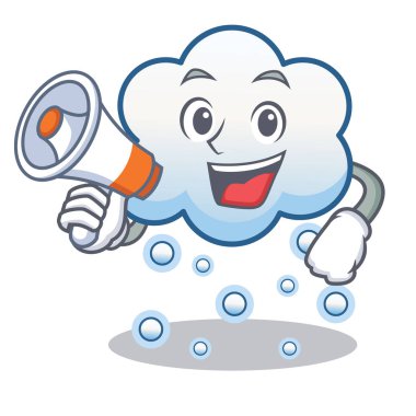 Megafon kar bulut karakter karikatür ile