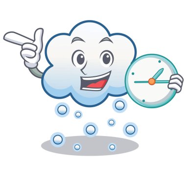 Saat kar bulut karakter karikatür ile