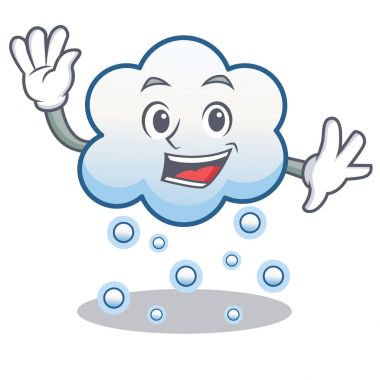 Kar bulut karakter karikatür sallayarak