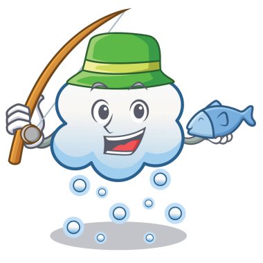 Kar bulut karakter karikatür Balık tutma