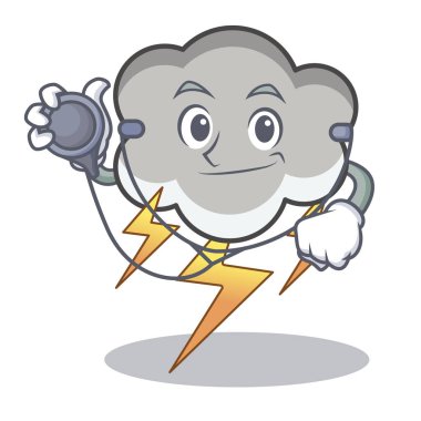 Doktor gök gürültüsü bulut karakter karikatür