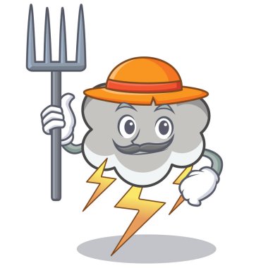 Çiftçi gök gürültüsü bulut karakter karikatür