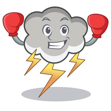 Gök gürültüsü bulut karakter karikatür boks