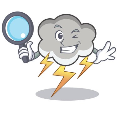 Dedektif gök gürültüsü bulut karakter karikatür