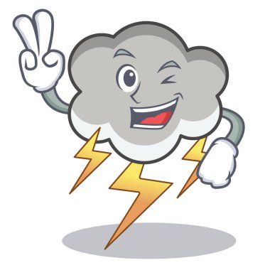 İki parmak gök gürültüsü bulut karakter karikatür