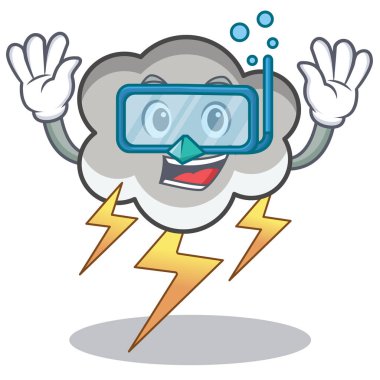 Dalış gök gürültüsü bulut karakter karikatür