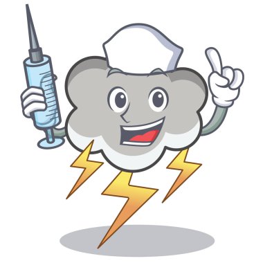 Hemşire gök gürültüsü bulut karakter karikatür