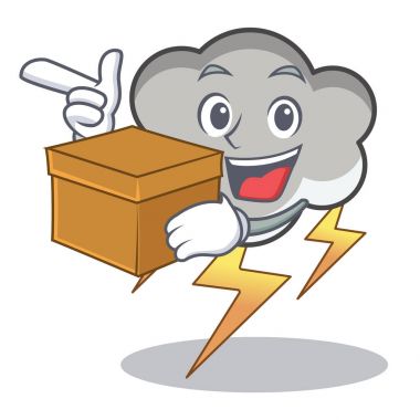 Kutu gök gürültüsü bulut karakter karikatür ile