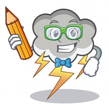 Öğrenci gök gürültüsü bulut karakter karikatür