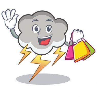 Gök gürültüsü bulut karakter karikatür alışveriş