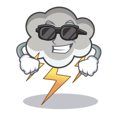 Süper cool gök gürültüsü bulut karakter karikatür