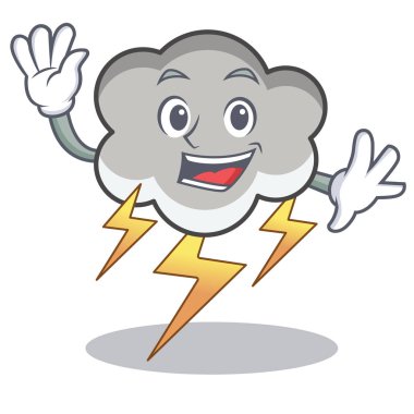 Gök gürültüsü bulut karakter karikatür sallayarak