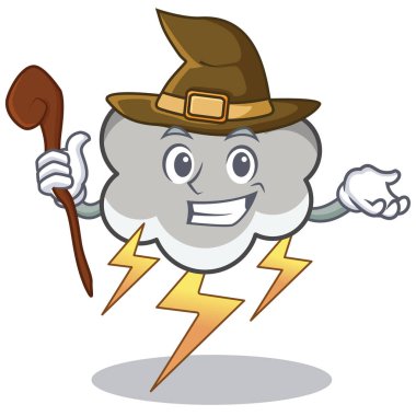 Cadı gök gürültüsü bulut karakter karikatür