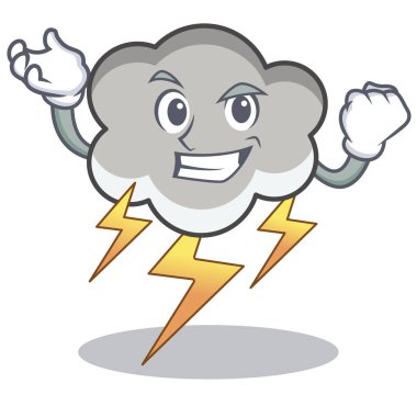 Başarılı gök gürültüsü bulut karakter karikatür