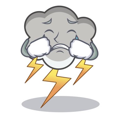 Gök gürültüsü bulut karakter karikatür ağlıyor