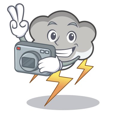 Fotoğrafçı gök gürültüsü bulut karakter karikatür