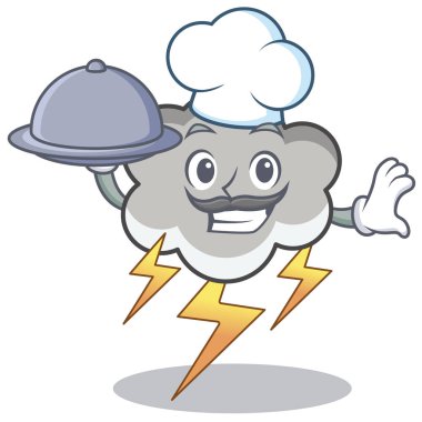 Şef gıda gök gürültüsü bulut karakter karikatür ile