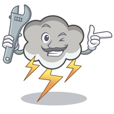 Mekanik gök gürültüsü bulut karakter karikatür